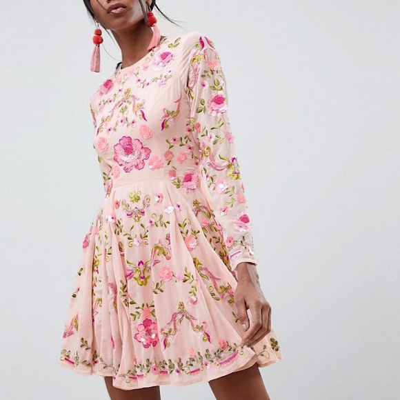 ISO ASOS EDITION beautiful embellished floral skater dress - Picture 1 of 1